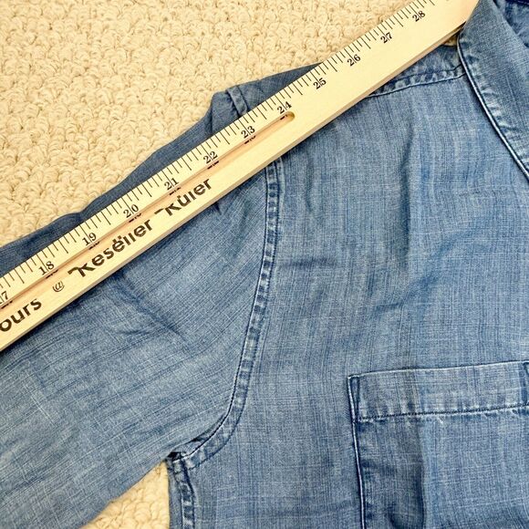 Untuckit Dress Womens 0 Long Sleeve Denim Button Up Shirtdress Pockets Stretch - Picture 12 of 14